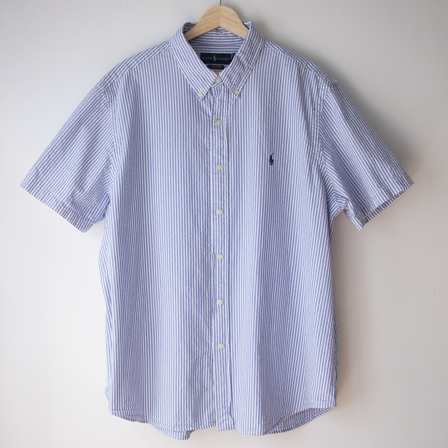 Seersucker Petal Top, Blue