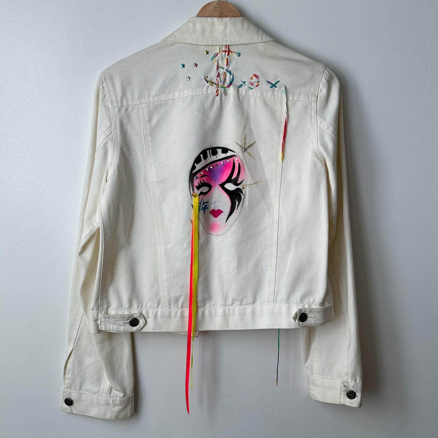 Heatherette Embroidered Jacket, white