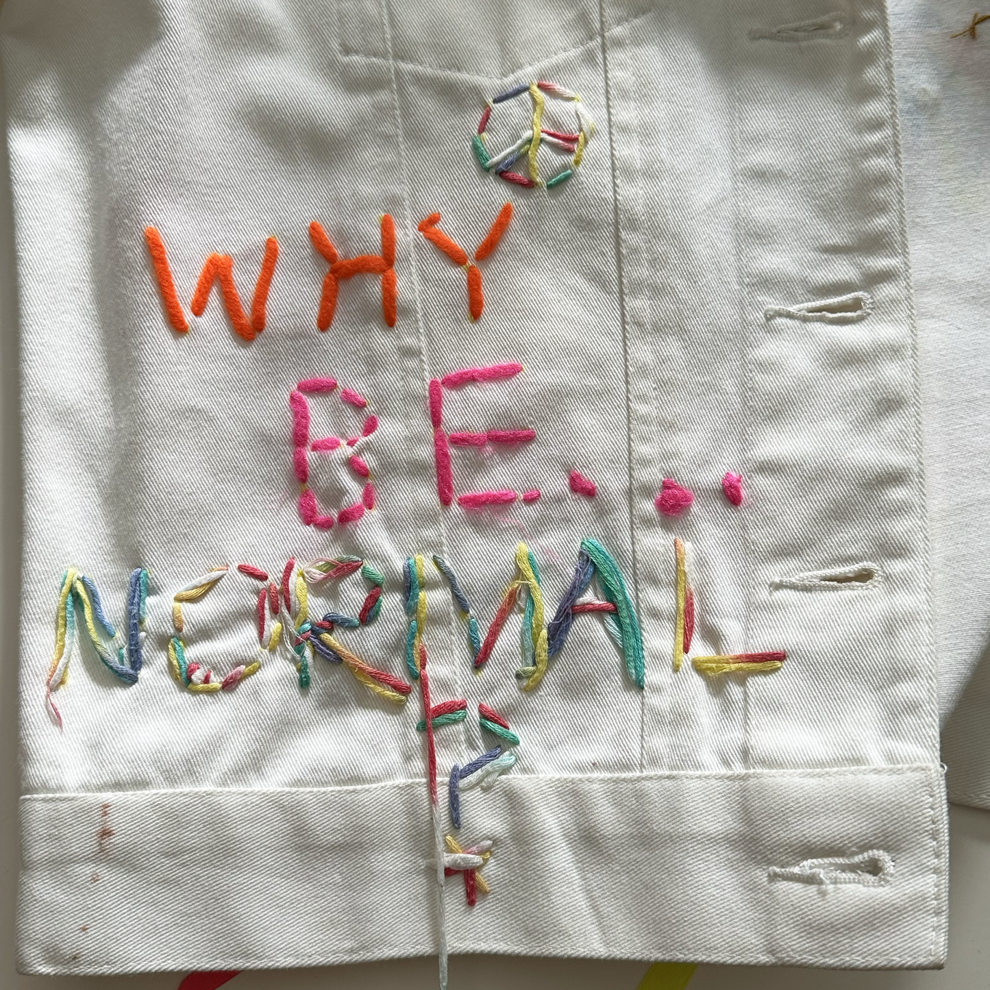 Heatherette Embroidered Jacket, white