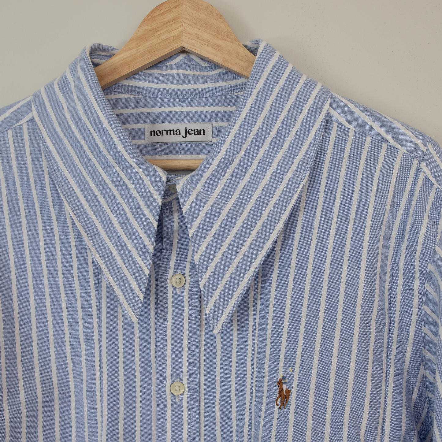 Godet Top, Blue/White