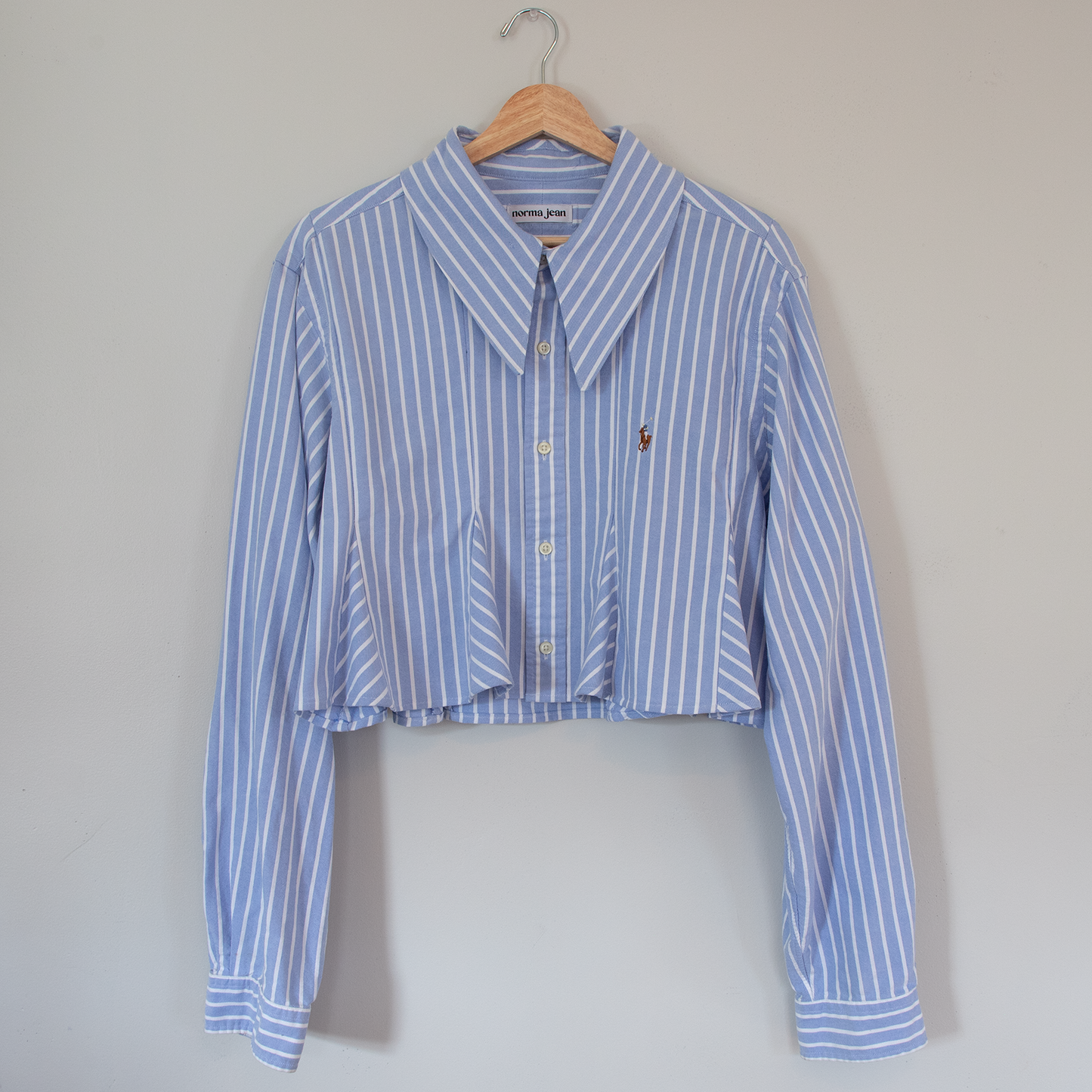 Godet Top, Blue/White