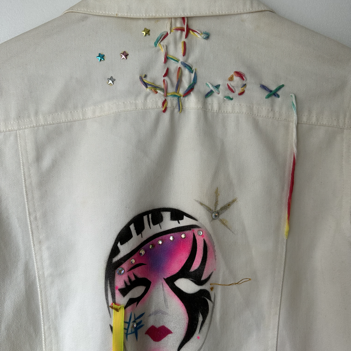 Heatherette Embroidered Jacket, white