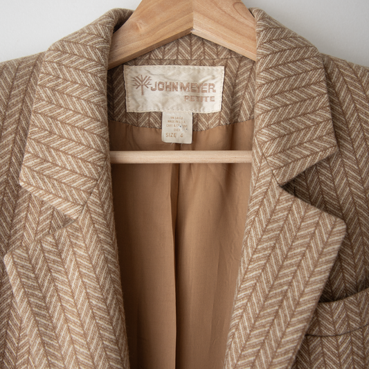 Camel Herringbone Blazer