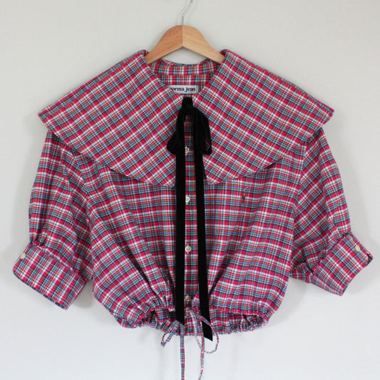 Plaid Jean Top - Pink Multi